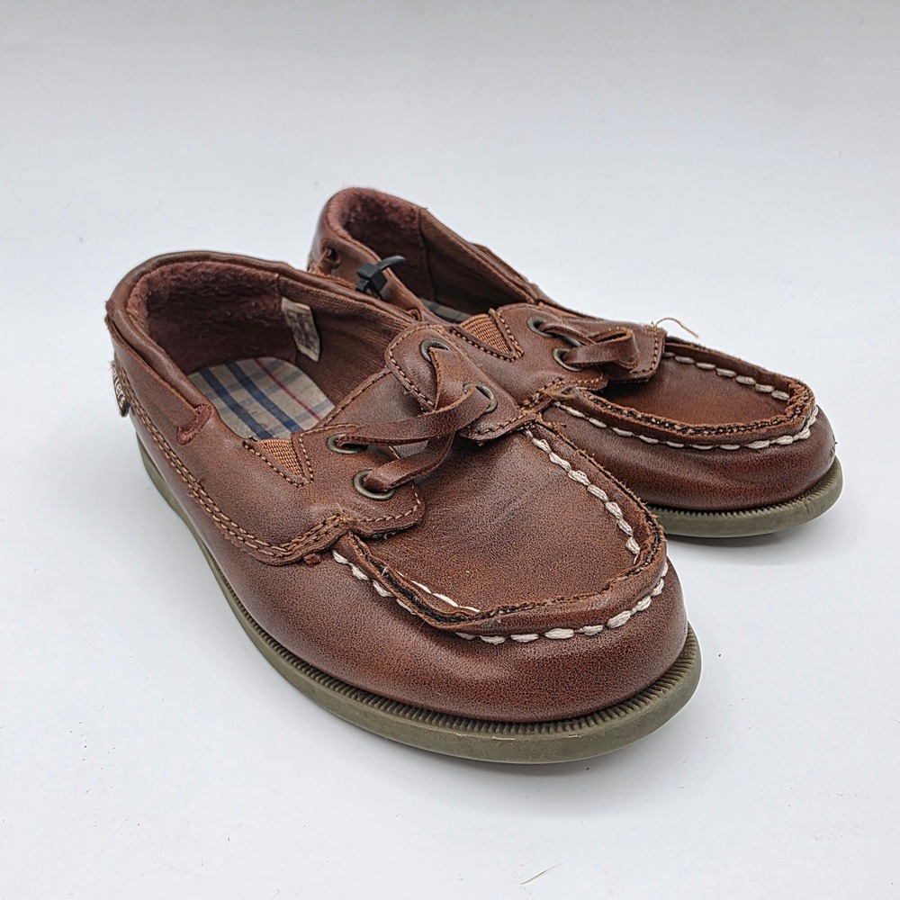 Carter's Toddler Boys Bauk Boat Shoe Brown Faux Leather Loafer 8M Casual Slip On